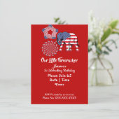 Patriottic Elephant American Flag Birthday Firewor Kaart (Staand voorkant)