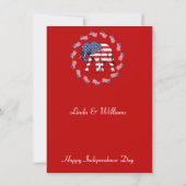 Patriottic Elephant American Flag Birthday Firewor Kaart (Achterkant)