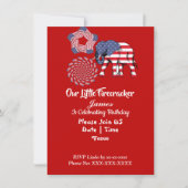 Patriottic Elephant American Flag Birthday Firewor Kaart (Voorkant)