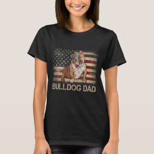 Patriottic English Bulldog Dad Flag American USA D T-shirt
