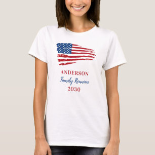 Patriottic Family Reunion Custom American Flag T-shirt