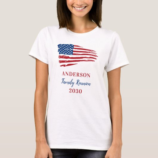 Patriottic Family Reunion Custom American Flag T-shirt (Voorkant)