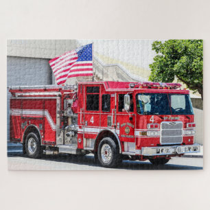 Patriottic Fire Truck USA Flag San Diego Legpuzzel