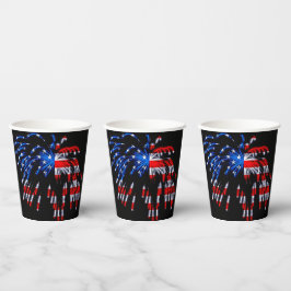 Patriottic Fireworks American Flag Black Papieren Bekers