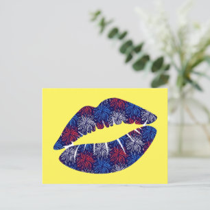Patriottic Fireworks Kiss Briefkaart
