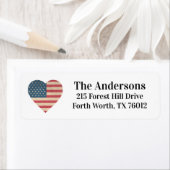 Patriottic Flag Heart Return Address Etiket (Insitu)
