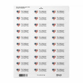 Patriottic Flag Heart Return Address Etiket (Full Sheet)