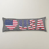 Patriottic Flag Love Heart USA Black Jean Denim Lichaamskussen (Achterkant)