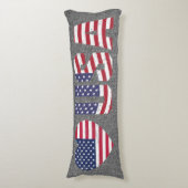 Patriottic Flag Love Heart USA Black Jean Denim Lichaamskussen (Voorkant Verticaal)