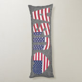 Patriottic Flag Love Heart USA Black Jean Denim Lichaamskussen (Achterkant (Verticaal))