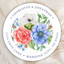 Patriottic Floral Red White Blue Return-adres