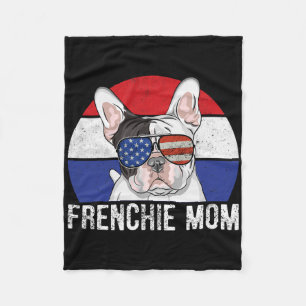 Patriottic French Bulldog Frenchie American Flag 4 Fleece Deken