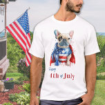 Patriottic French Bulldog USA Flag Happy 4 juli T-shirt<br><div class="desc">Dag van Onafhankelijkheid vieren met ons patriottisch gelukkig shirt van 4 juli met een charmante handbeschilderde waterverf van een Franse bulldog. Ideaal voor hondenliefhebbers, dit kunstige ontwerp nodigt familie en vrienden uit om mee te doen aan de feestelijkheden met een BBQ, voedsel, plezier en vuurwerk. Bekijk ons collectie voor het...</div>