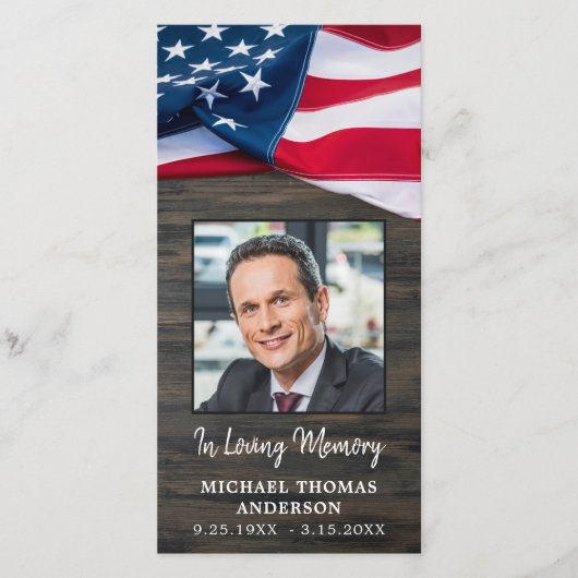 Patriottic Funeral Memorial Prayer Bladwijzer Kaar (Voorkant)