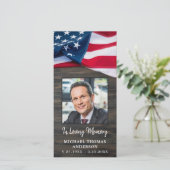 Patriottic Funeral Memorial Prayer Bladwijzer Kaar (Staand voorkant)