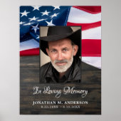 Patriottic Funeral USA Flag Veteran Photo Memorial Poster (Voorkant)