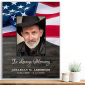 Patriottic Funeral USA Flag Veteran Photo Memorial Poster