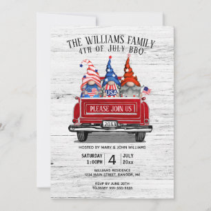 Patriottic Gnome Red Truck, 4 juli BBQ Kaart