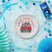 Patriottic Gnome Red Truck, 4 juli Papieren Bordje (Feest)