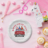 Patriottic Gnome Red Truck, 4 juli Papieren Bordje (Feest)