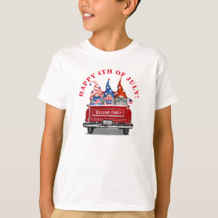 Patriottic Gnome Red Truck, 4 juli T-shirt