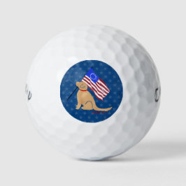 Patriottic Golden Dog American Flag Golf Balls Golfballen