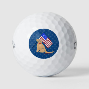 Patriottic Golden Dog American Flag Golf Balls Golfballen