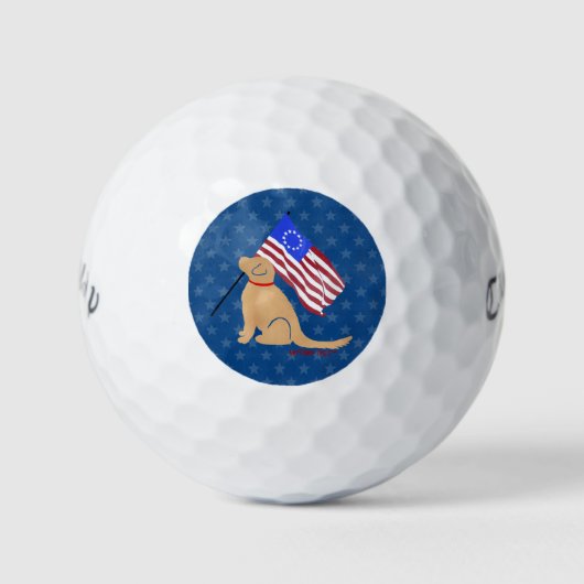 Patriottic Golden Dog American Flag Golf Balls Golfballen (Voorkant)