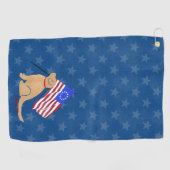 Patriottic Golden Dog American Flag Golf Towel Golfhanddoek (Horizontaal)