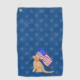 Patriottic Golden Dog American Flag Golf Towel Golfhanddoek