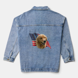 Patriottic Golden Retriever Denim Jacket
