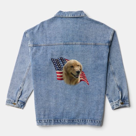Patriottic Golden Retriever Denim Jacket (Achterkant)