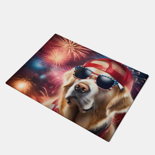 Patriottic Golden Retriever Deurmat (Schuin)