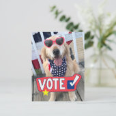 Patriottic Golden Retriever Dog Vote Briefkaart (Staand voorkant)