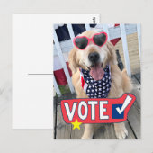 Patriottic Golden Retriever Dog Vote Briefkaart (Voorkant / Achterkant)