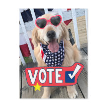Patriottic Golden Retriever Dog Vote