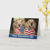 Patriottic Golden Retriever Independence Day Kaart (Gele Bloem)