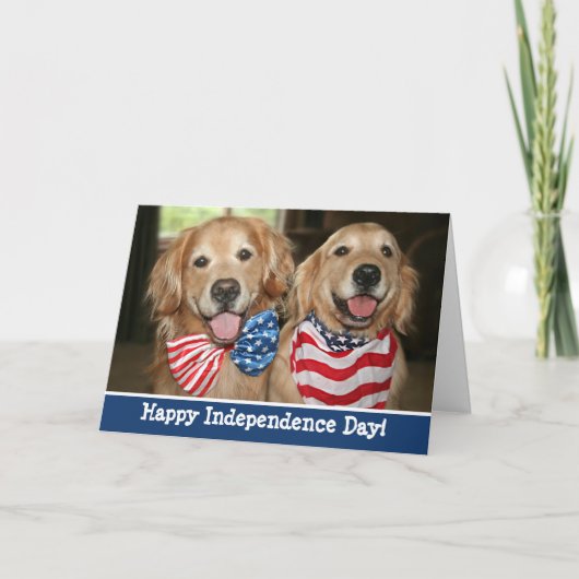 Patriottic Golden Retriever Independence Day Kaart (Voorkant)
