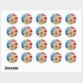 Patriottic Golden Retriever Ronde Sticker (Vel)