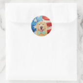 Patriottic Golden Retriever Ronde Sticker (Tas)