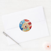 Patriottic Golden Retriever Ronde Sticker (Envelop)