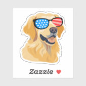 Patriottic Golden Retriever Sticker (Vel)