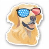 Patriottic Golden Retriever Sticker (Voorkant)