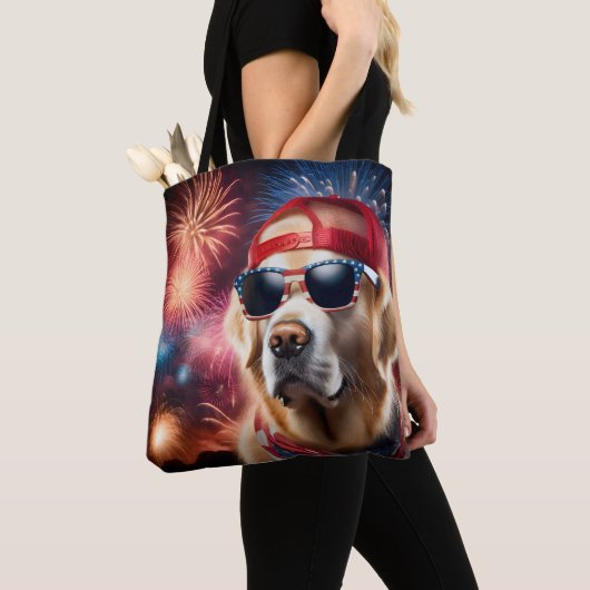 Patriottic Golden Retriever Tote Bag (Dichtbij)
