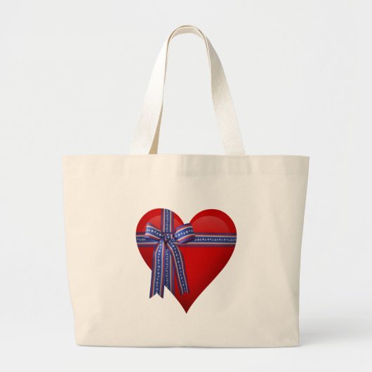 Patriottic Heart-afbeelding Grote Tote Bag (Voorkant)