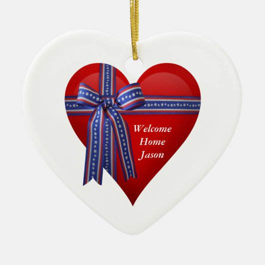 Patriottic Heart-afbeelding Keramisch Ornament (Voorkant)