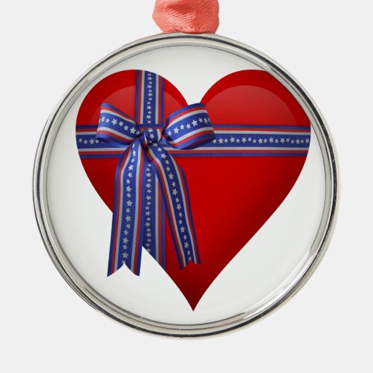 Patriottic Heart-afbeelding Metalen Ornament (Voorkant)