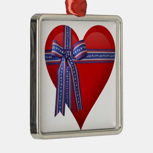Patriottic Heart-afbeelding Metalen Ornament (Rechts)
