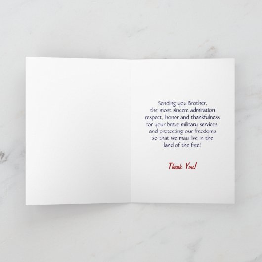 Patriottic Heart Brother Veterans Day Card Kaart (Binnen)