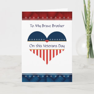 Patriottic Heart Brother Veterans Day Card Kaart